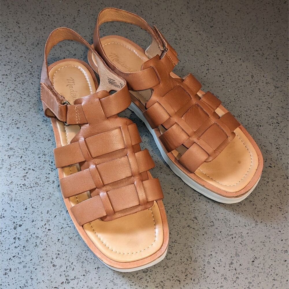 Madewell KH01 Camel Leather Fisherman Gladiator Sandals Womens 10
